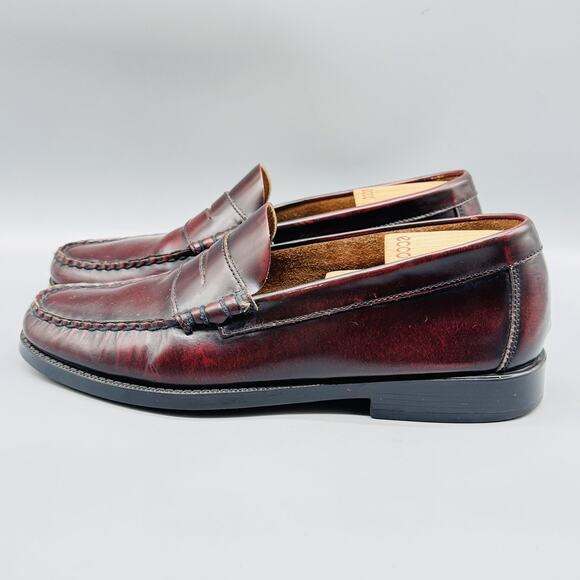Bass Shoes Mens 10 Burgundy Leather Walton Penny Loafers Slip On Dress Moc Toe - Picture 5 of 13